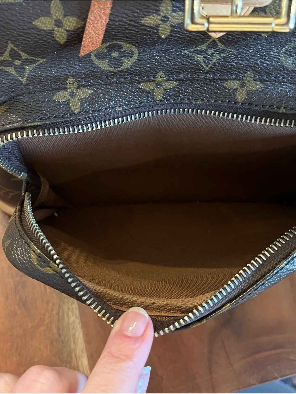 Louis Vuitton Monogram Backpack in Brown and Tan Leather Trim - Picture 6 of 12